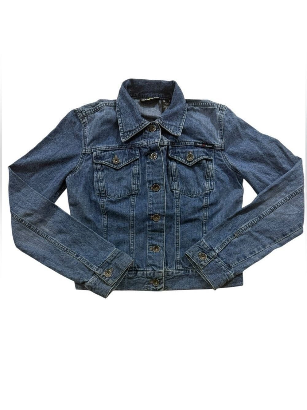 DKNY Jeans Cropped Button Front Denim Jacket Style W140309 SzSm